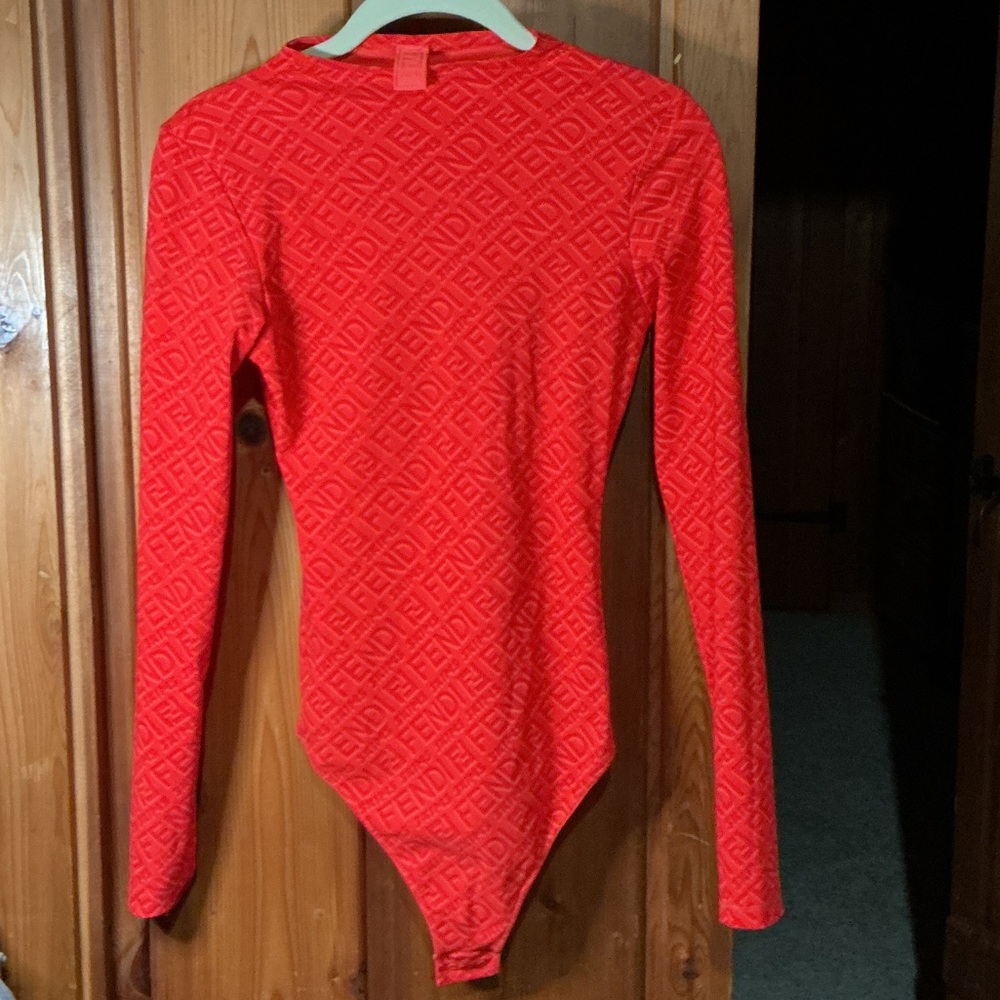 Fendi Kids Bold Red Long Sleeve Bodysuit